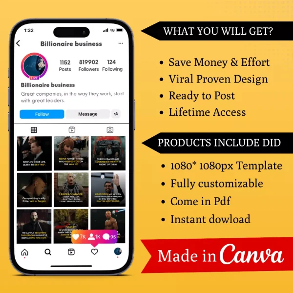 Billionaire business Infographic Ready to Post Canva Editable Templates