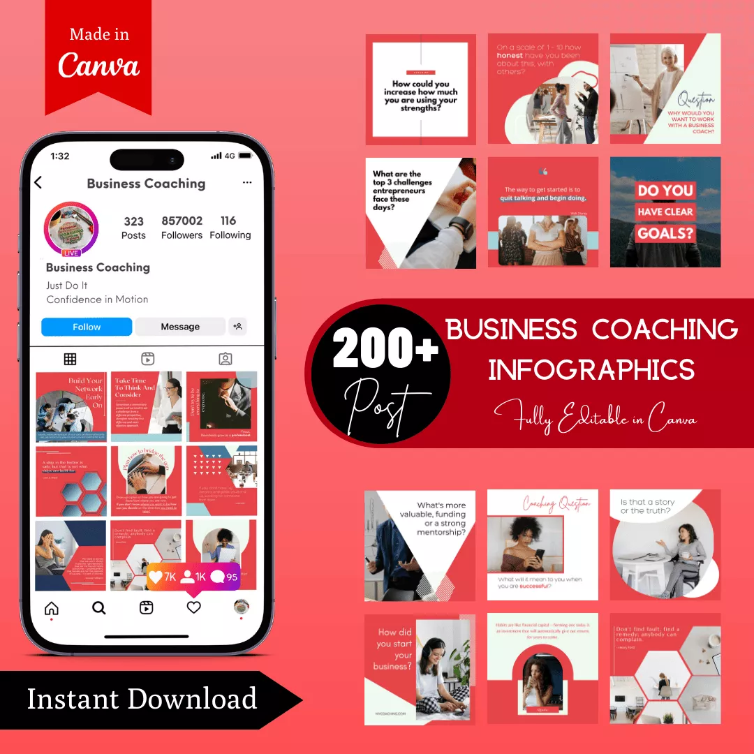 Business Coaching Infographic Ready to Post Canva Editable Templates