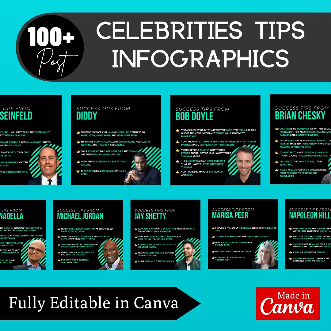Celebrities Tips Infographic Ready to Post Canva Editable Templates - Image 3