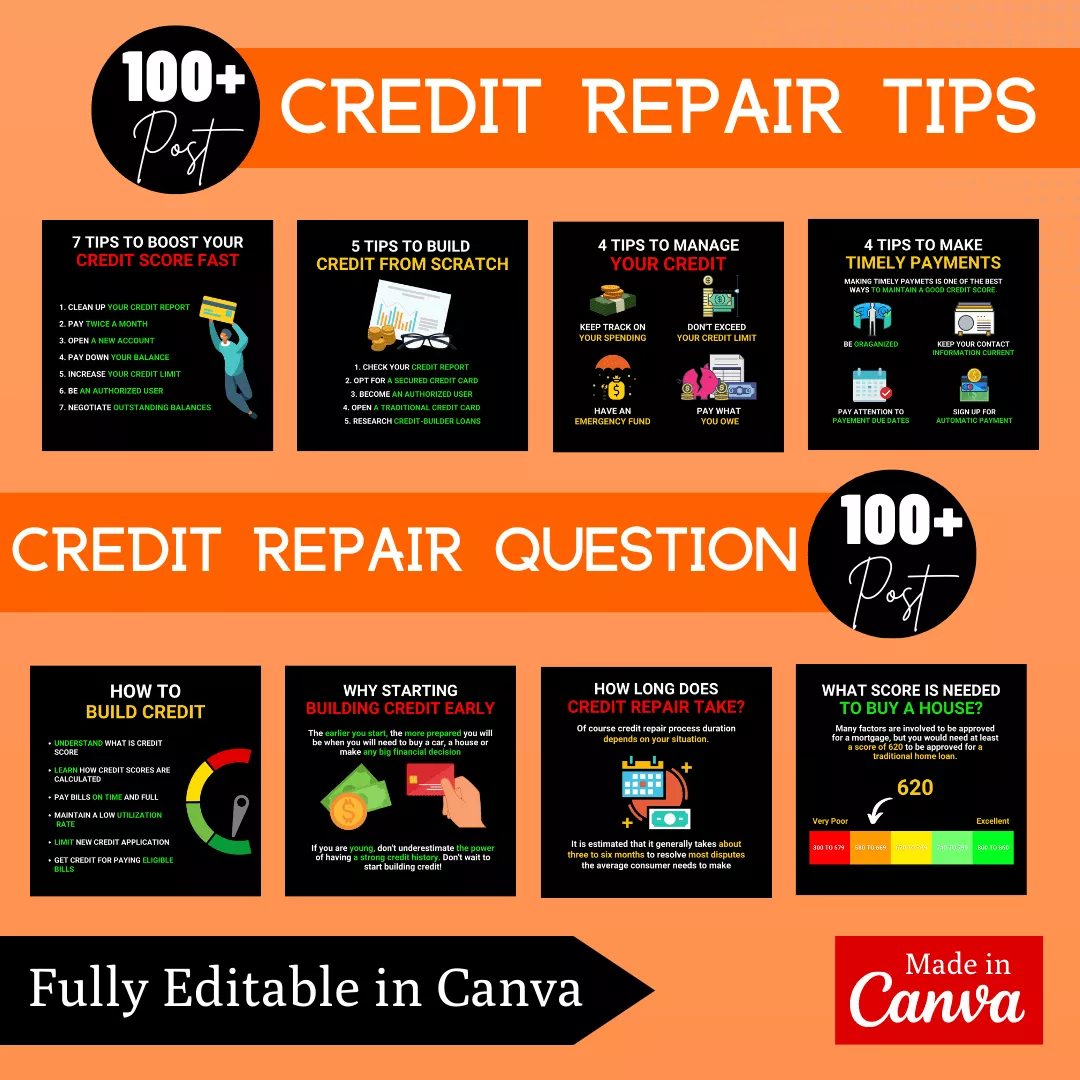 Credit Repair Infographic Ready to Post Canva Editable Templates - Image 4