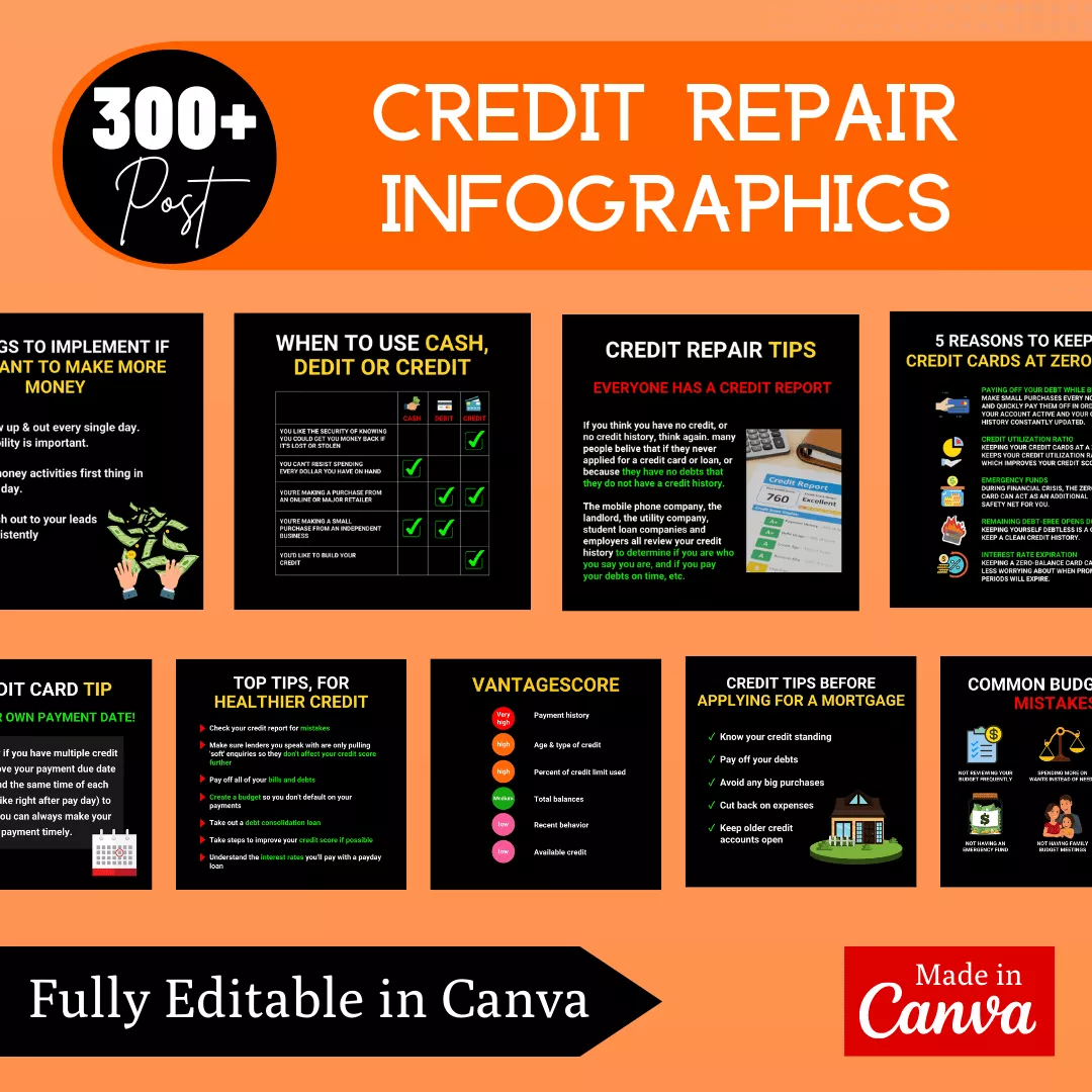 Credit Repair Infographic Ready to Post Canva Editable Templates - Image 3