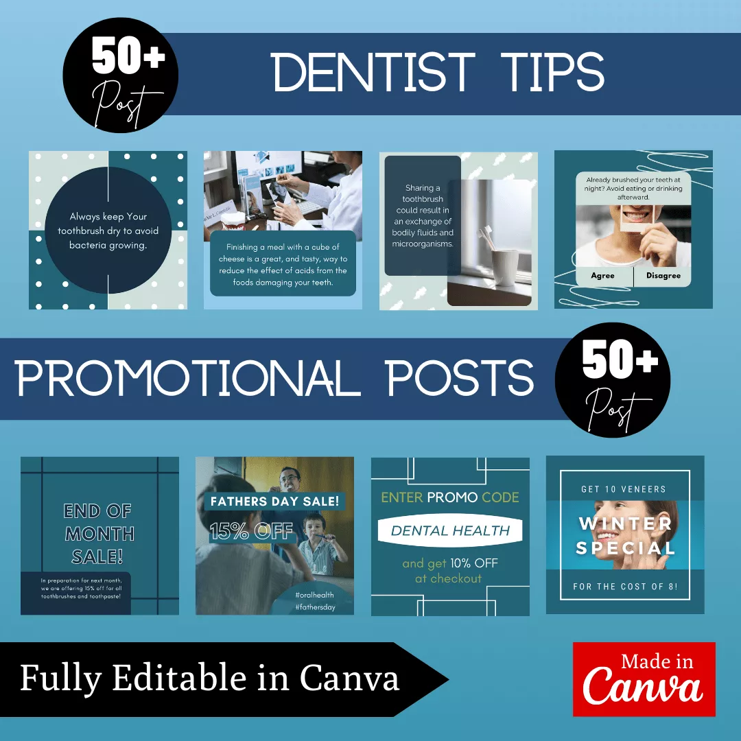Dentist Infographic Ready to Post Canva Editable Templates - Image 4
