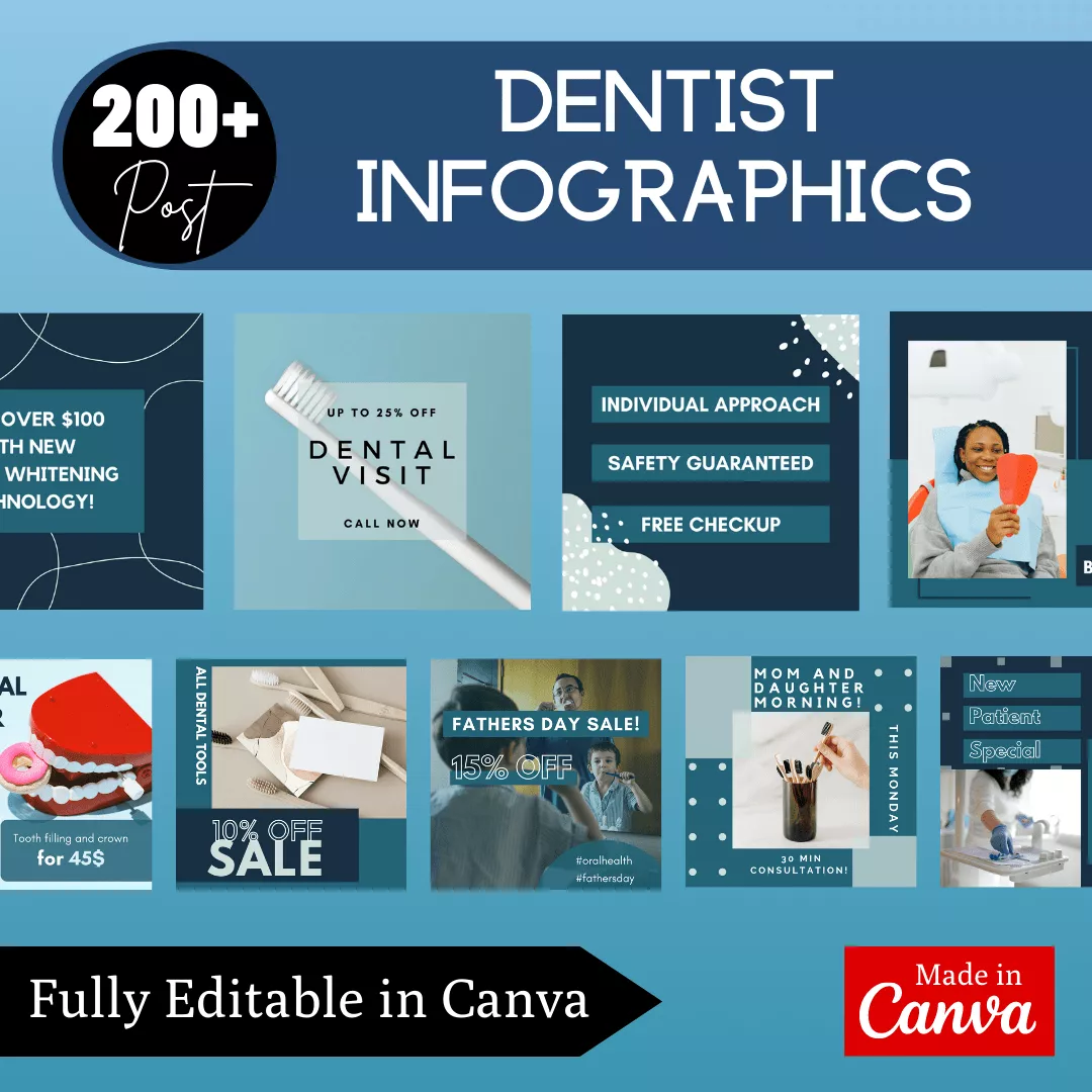 Dentist Infographic Ready to Post Canva Editable Templates - Image 3