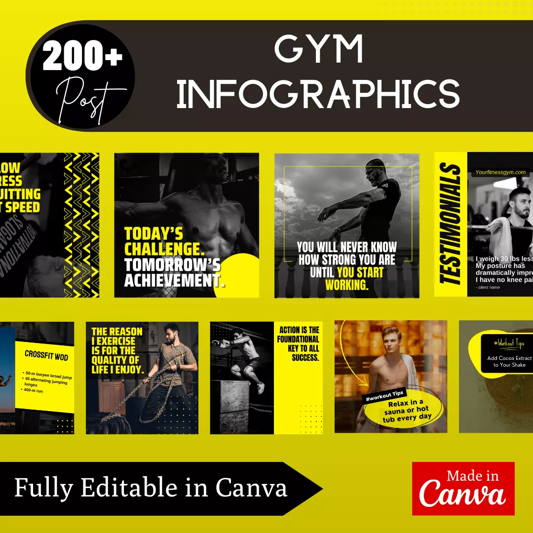 Gym Infographic Ready to Post Canva Editable Templates - Image 3