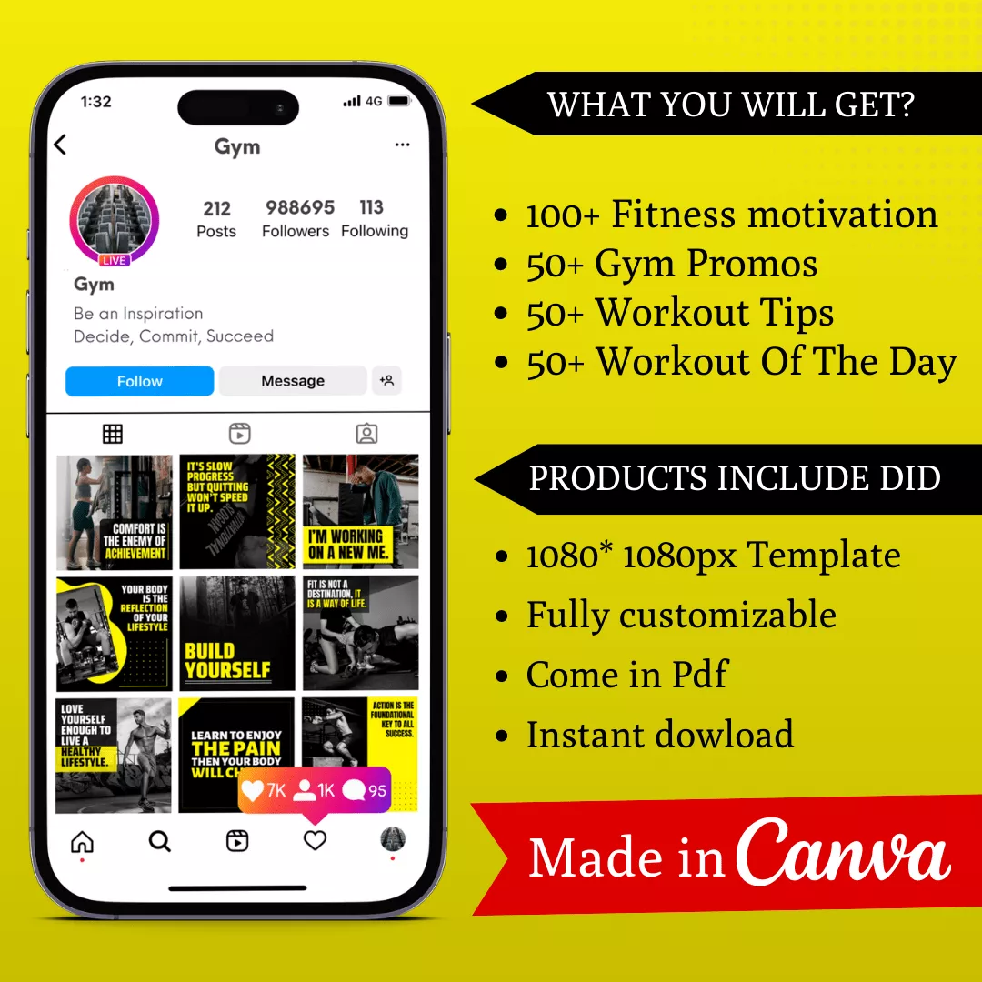 Gym Infographic Ready to Post Canva Editable Templates - Image 2