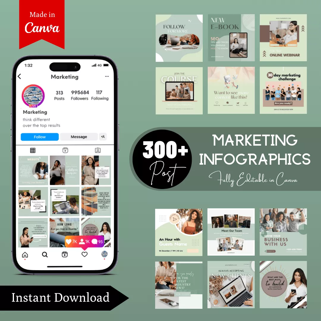Marketing Agency Infographic Ready to Post Canva Editable Templates