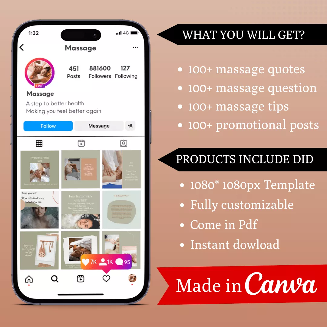 Massage Ready to Post Canva Editable Templates - Image 2