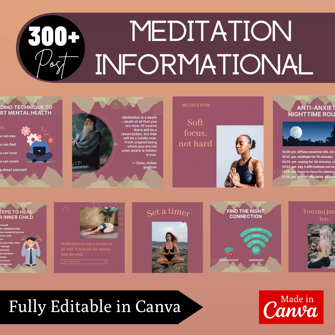 Meditation Infographic Ready Made Canva Editable Templates - Image 6