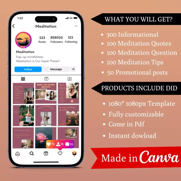Meditation Infographic Ready Made Canva Editable Templates