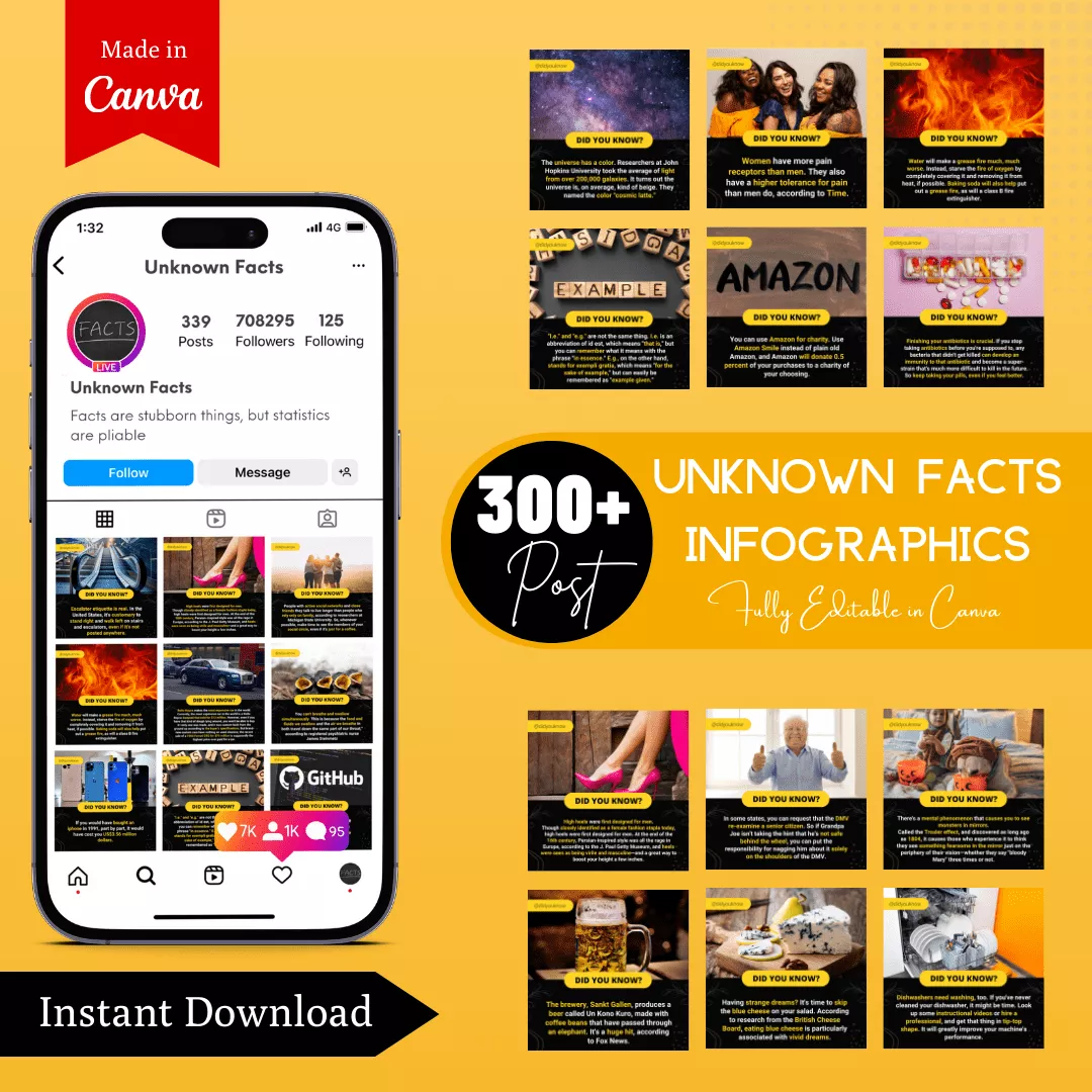 Unknown facts Infographic Ready Made Canva Social Media Templates